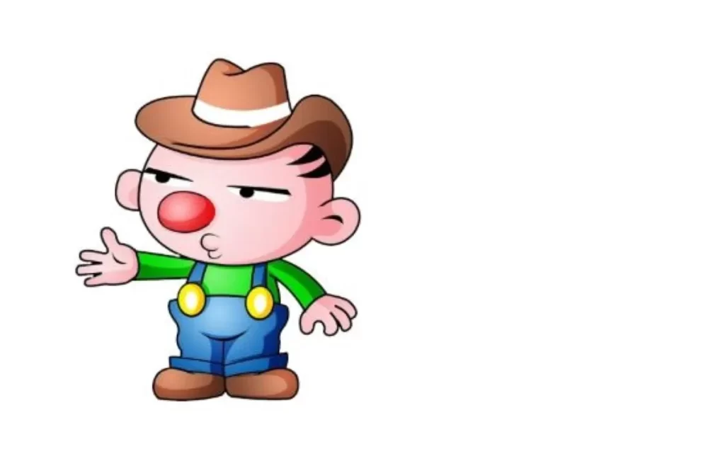 鼻が赤く腫れた男性のイラスト。帽子と緑の上着を着たアメリカンボーイ風の人物が鼻ニキビを強調して描かれている。
