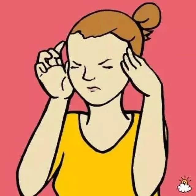 耳の痛みやつまりを表現した漫画風イラスト。黄色い服の女性が両手で耳を塞いでいる