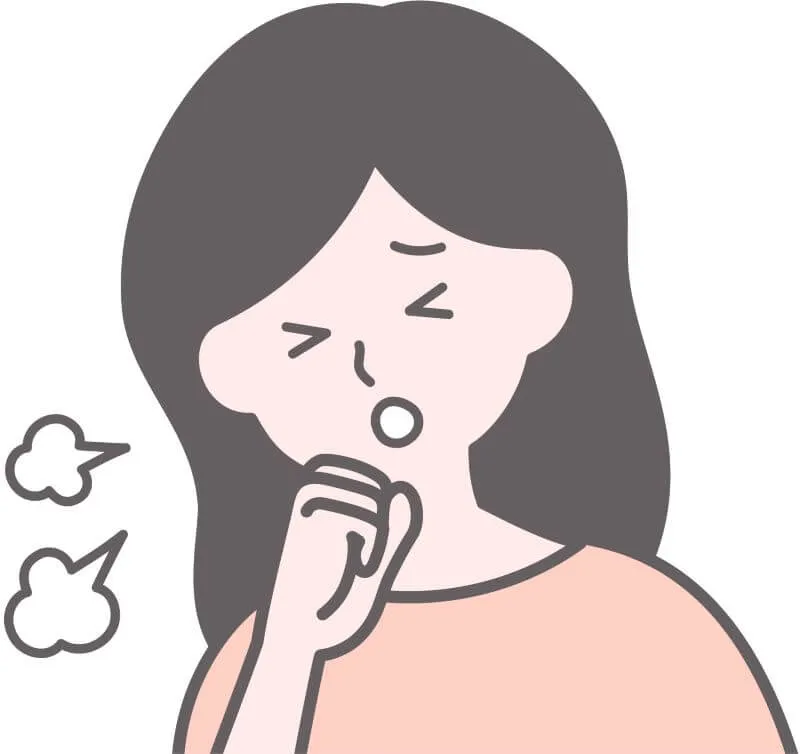末期乳がんの咳がひどい状態を表したイラスト