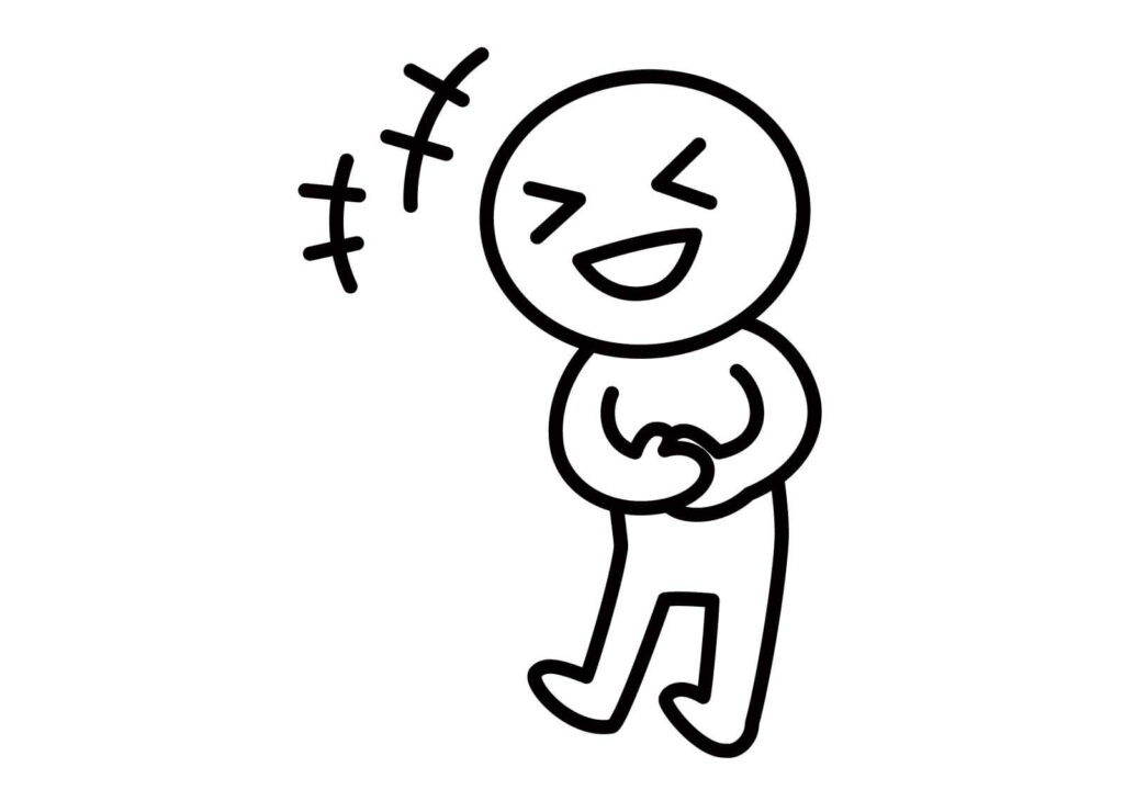 白黒イラストで大笑いする人