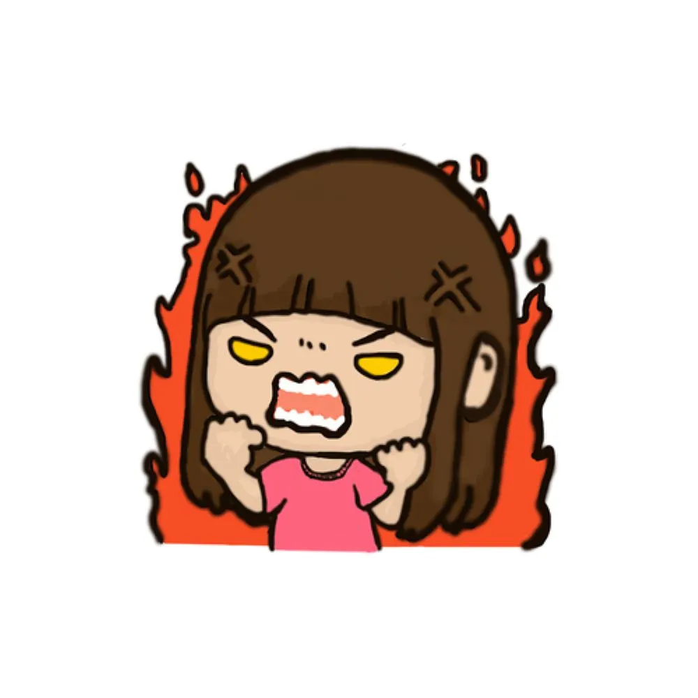 ストレスで激怒し嘔吐する女性の漫画イラスト（心因性嘔吐のイメージ）