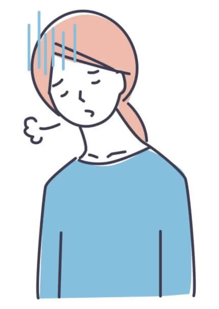 乳がん再発による強い不安とため息をつく女性のイラスト