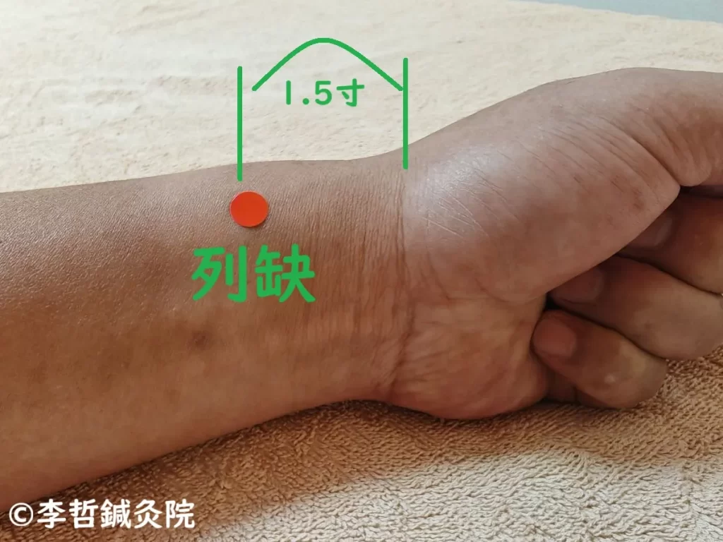 コロナ後遺症の咳と喉の痛みを劇的に改善した列缺穴(手首横紋から1.5寸の場所)